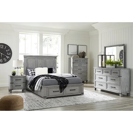 3 Piece Queen Panel Bed with Storage Footboard, Dresser, Nightstand and Chest Set