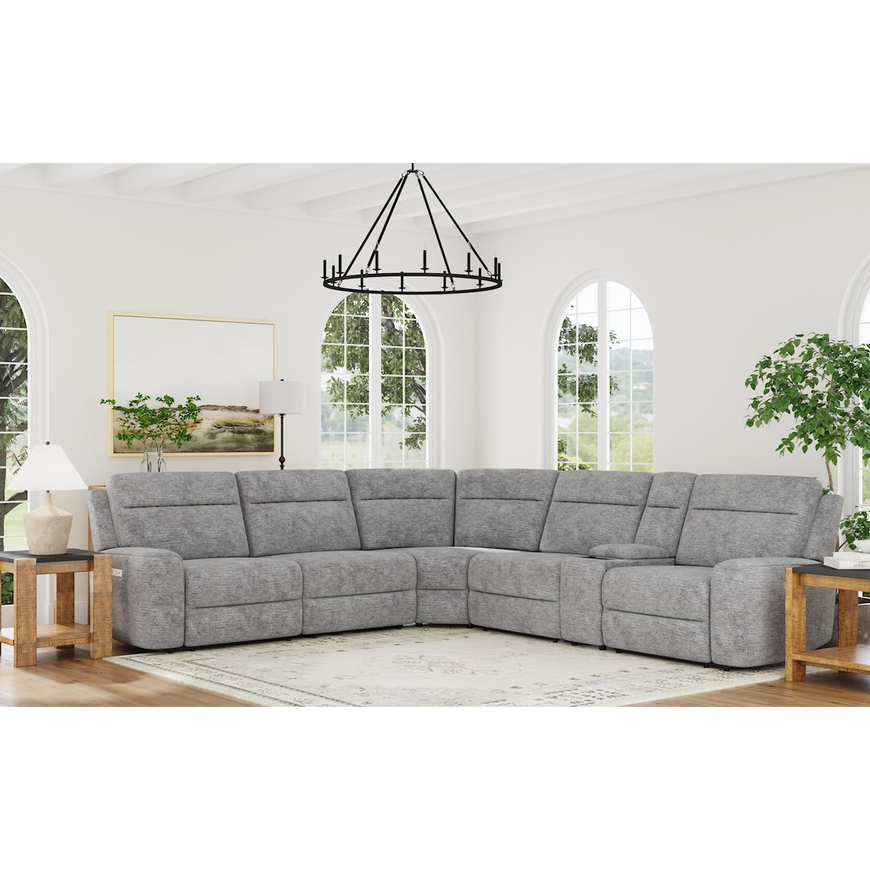 Cheers Lucie 6 Piece 3 Power Recliner Sectional