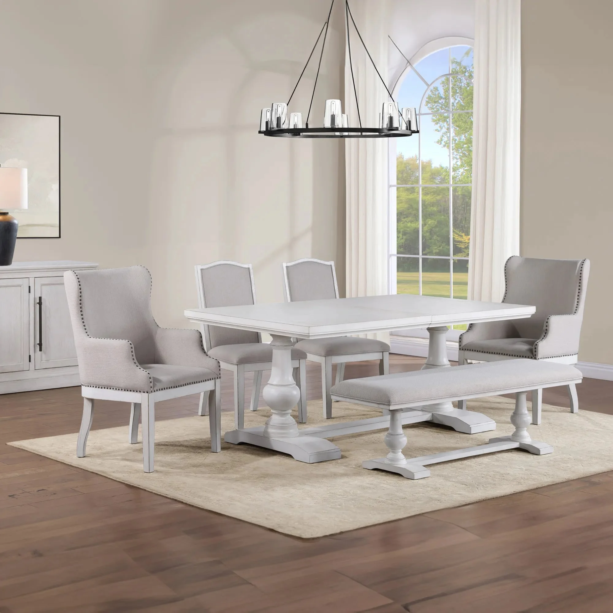 Steve Silver Warren 391350041 6 Piece Fromal Dining Set with Bench