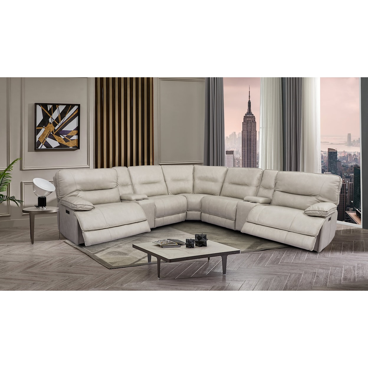 Cheers 70048 6 Piece 3 Power Recliner Sectional