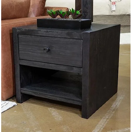 Contemporary 1-Drawer Square End Table