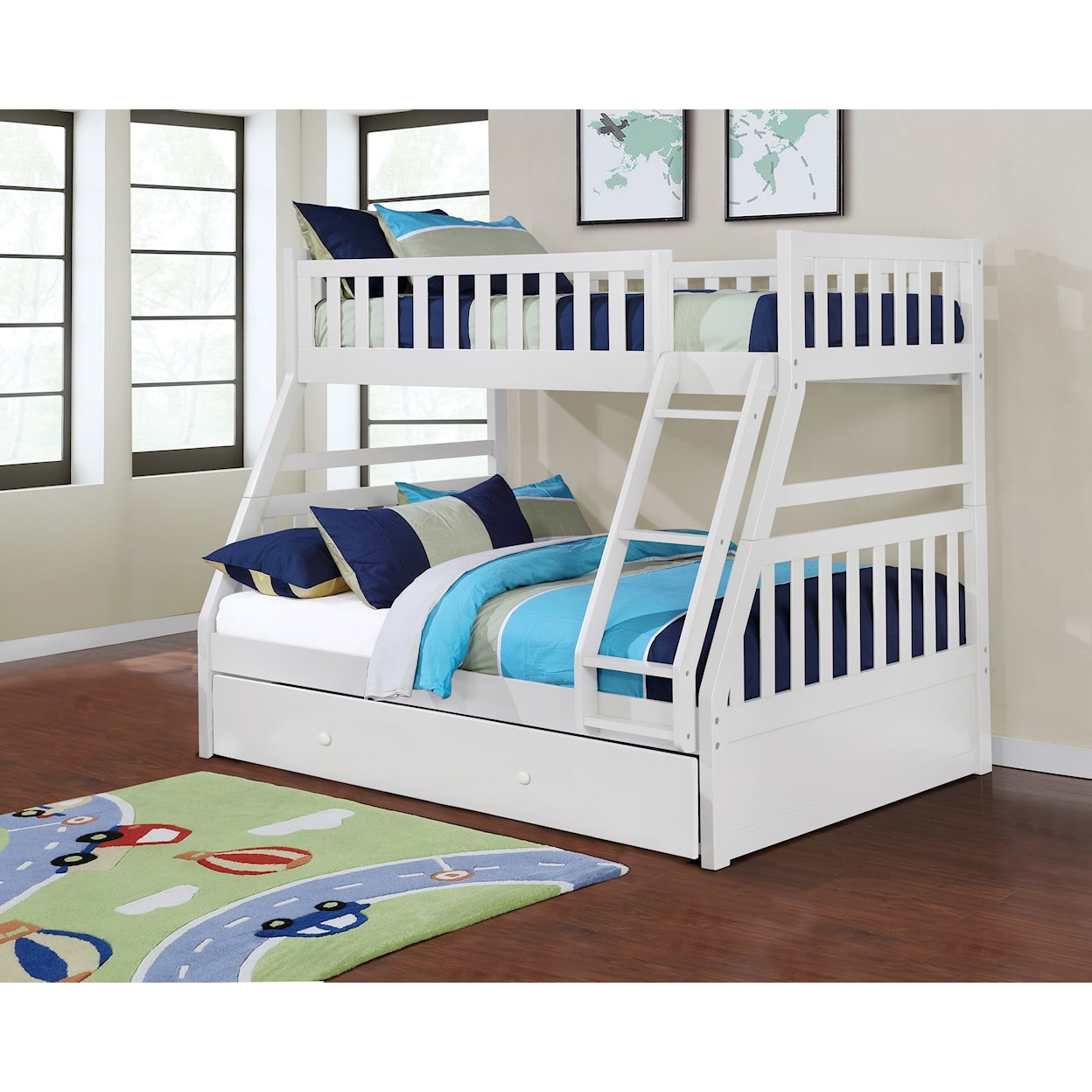 Lifestyle B803W Casual Twin Over Full Bunk Bed