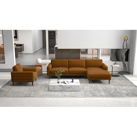 2 Piece Chaise Sectional Sofa & Chair Set