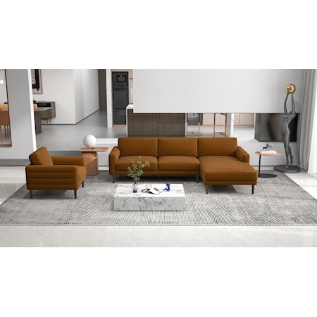 2 Piece Chaise Sectional Sofa &amp; Chair Set