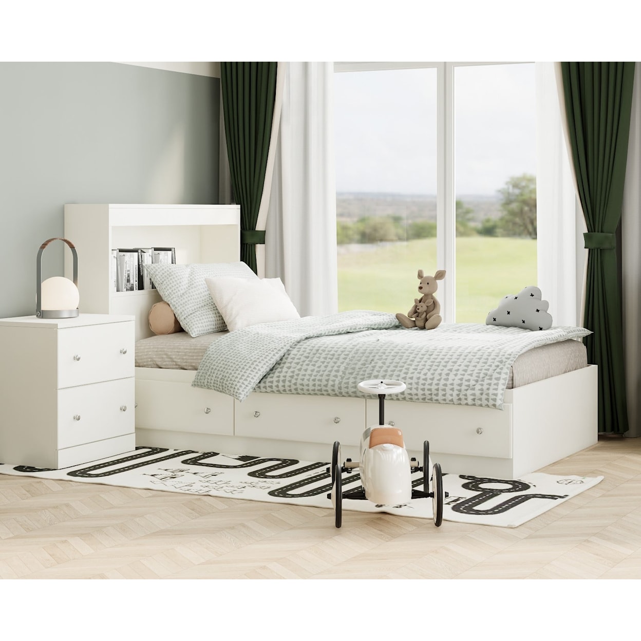 Perdue 17000 Twin Mates Bed with Bookcase Headboard