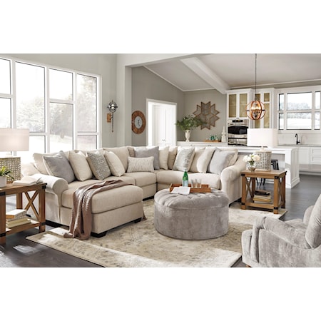 4 Piece Sectional Sofa Chaise Set with accen