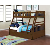 Casual Twin Over Full Bunk Bed with Trundle Storage Drawer