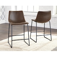 2 24" Counter Height Upholstered Brown Bar Stool Set