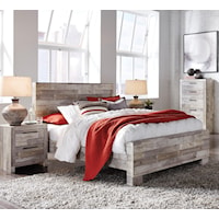 3 Piece King Panel Bed, 2 Drawer Nightstand and 5 Drawer Chest Set