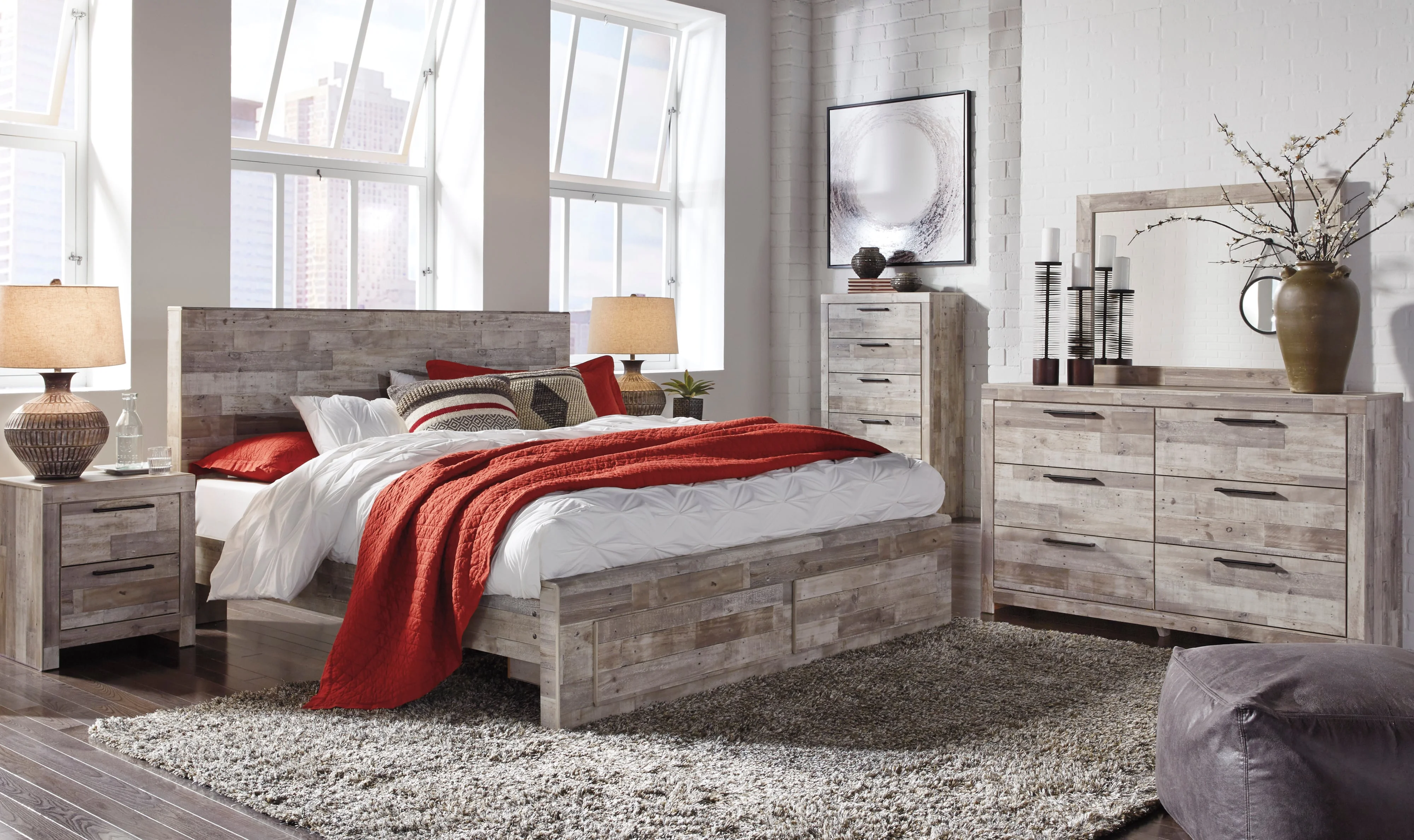 Signature Design by Ashley Effie 622325505 3 Piece King Panel Bed with