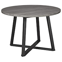 5 Piece Round Gray Table, 2 Black Side Chairs and 2 Gray Side Chairs Set