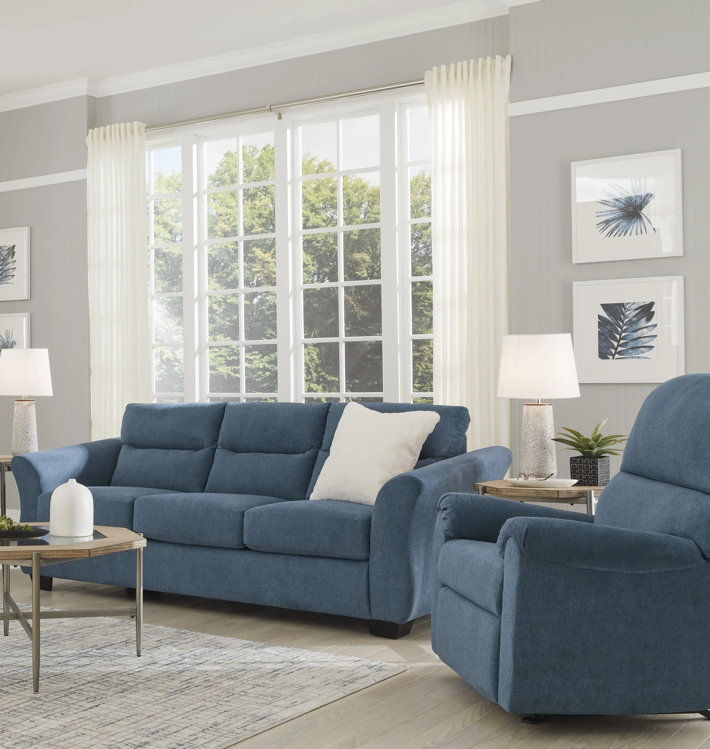 Signature Design by Ashley Miravel 123346252 Indigo Sofa and Recliner