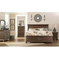 3 Piece Queen Panel Bed with 2 Storage Drawers, 2 Drawer Nightstand and 5 Drawer Chest Set