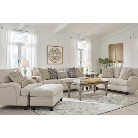 Linen Sofa, Loveseat, Chair and Ottoman Set