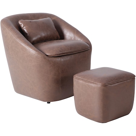 Swivel Barrel Chair and Ottoman