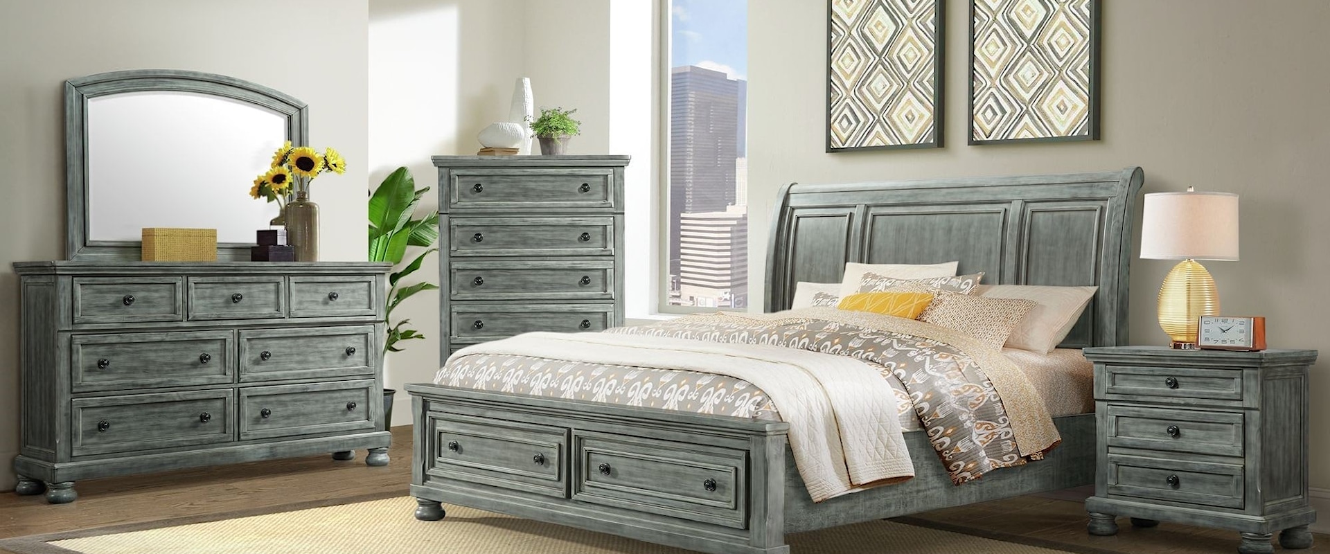 5 Piece Queen Bedroom Set with Dresser and Nightstand