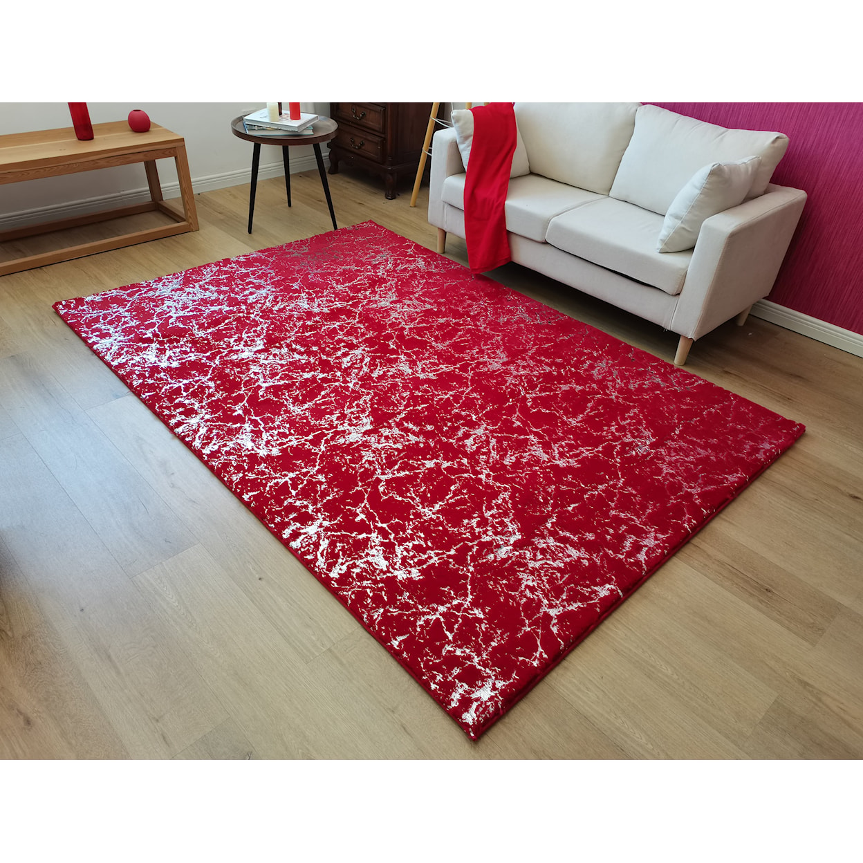 Zinatex Timmy Shaggy S Edition RED SILVER 5X8 AREA RUG |