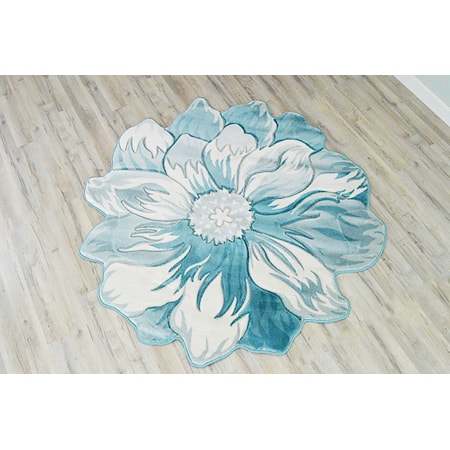 304 5' FLOWERS BLUE AREA RUG |