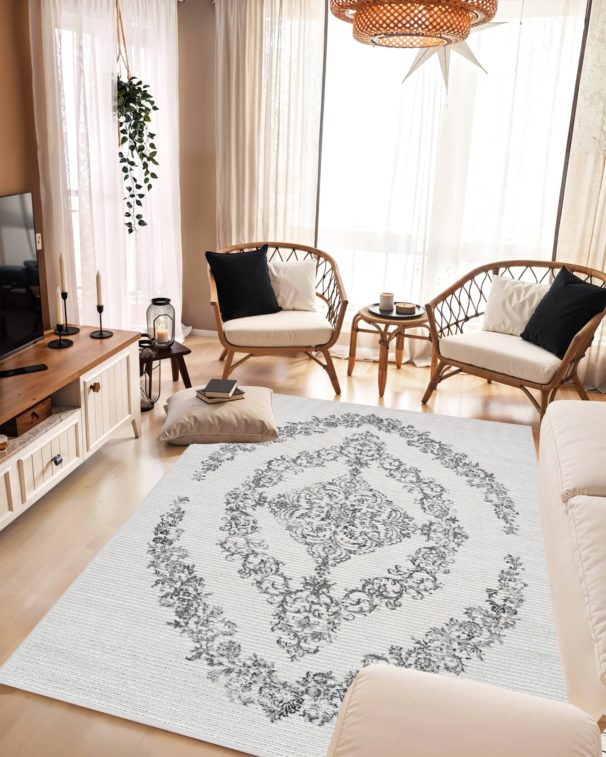 SIGNATURE 2X8 GREY AREA RUG., |