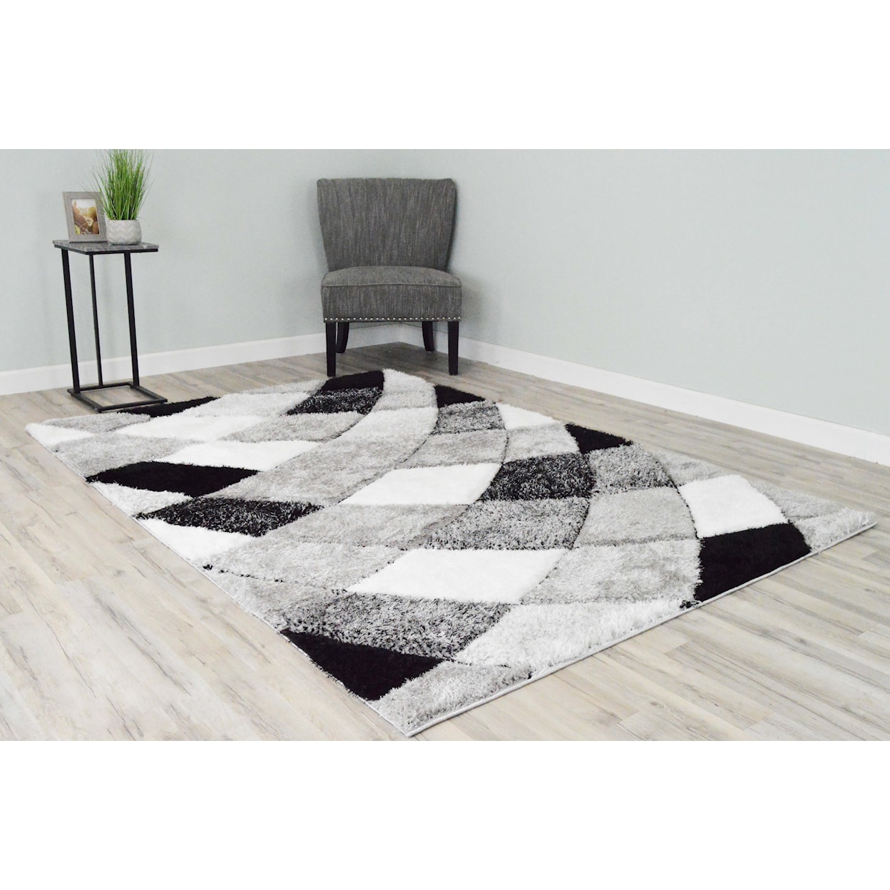 Zinatex 4D Shaggy 4D SHAG 5X8 GREY WAVE RUG |