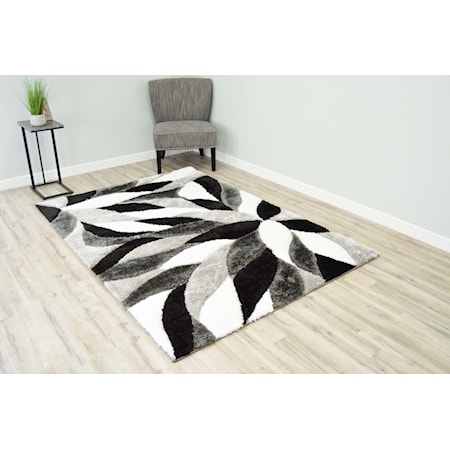 4D SHAG 5X8 GREY FLOWER RUG |