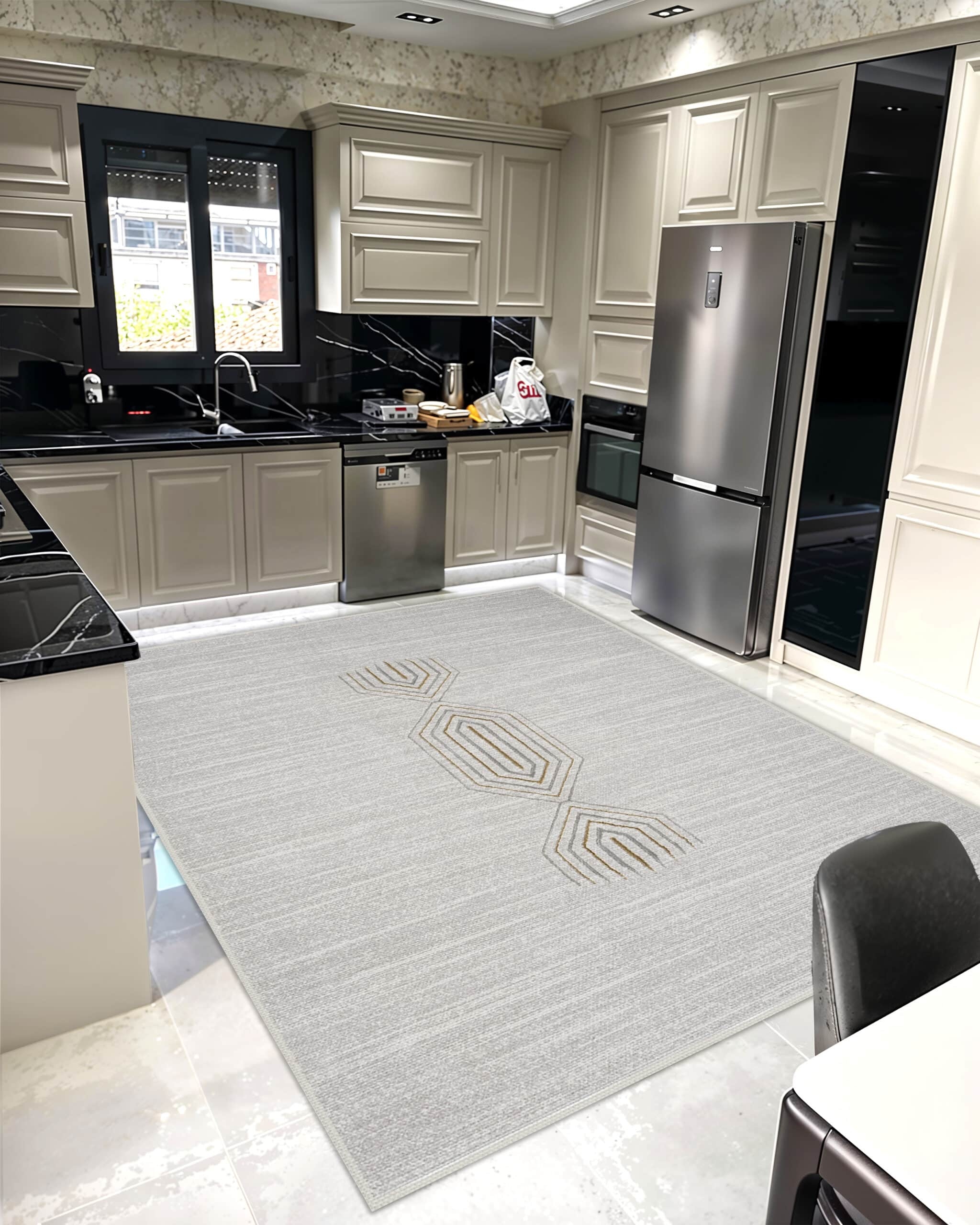 SIGNATURE 2X8 GREY AREA RUG. |