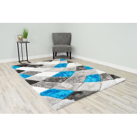 4D SHAG 5X8 TURQUOISE WAVE RUG |