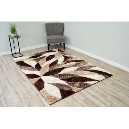 4D SHAG 5X8 BROWN FLOWER RUG |