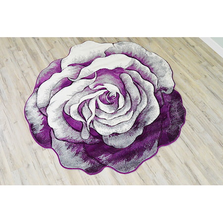 7' FLOWERS PURPLE AREA RUG |