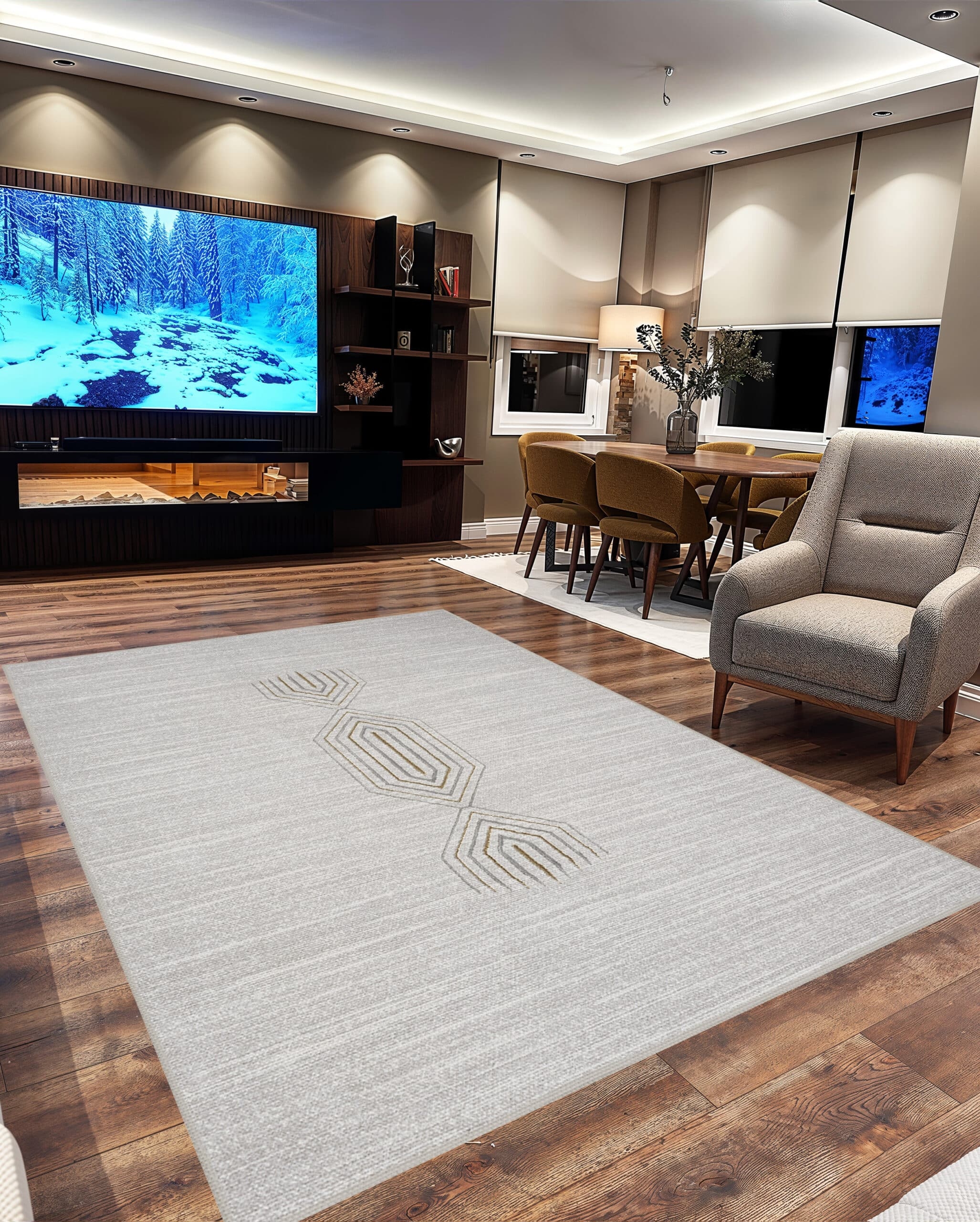 SIGNATURE 2X8 GREY AREA RUG. |