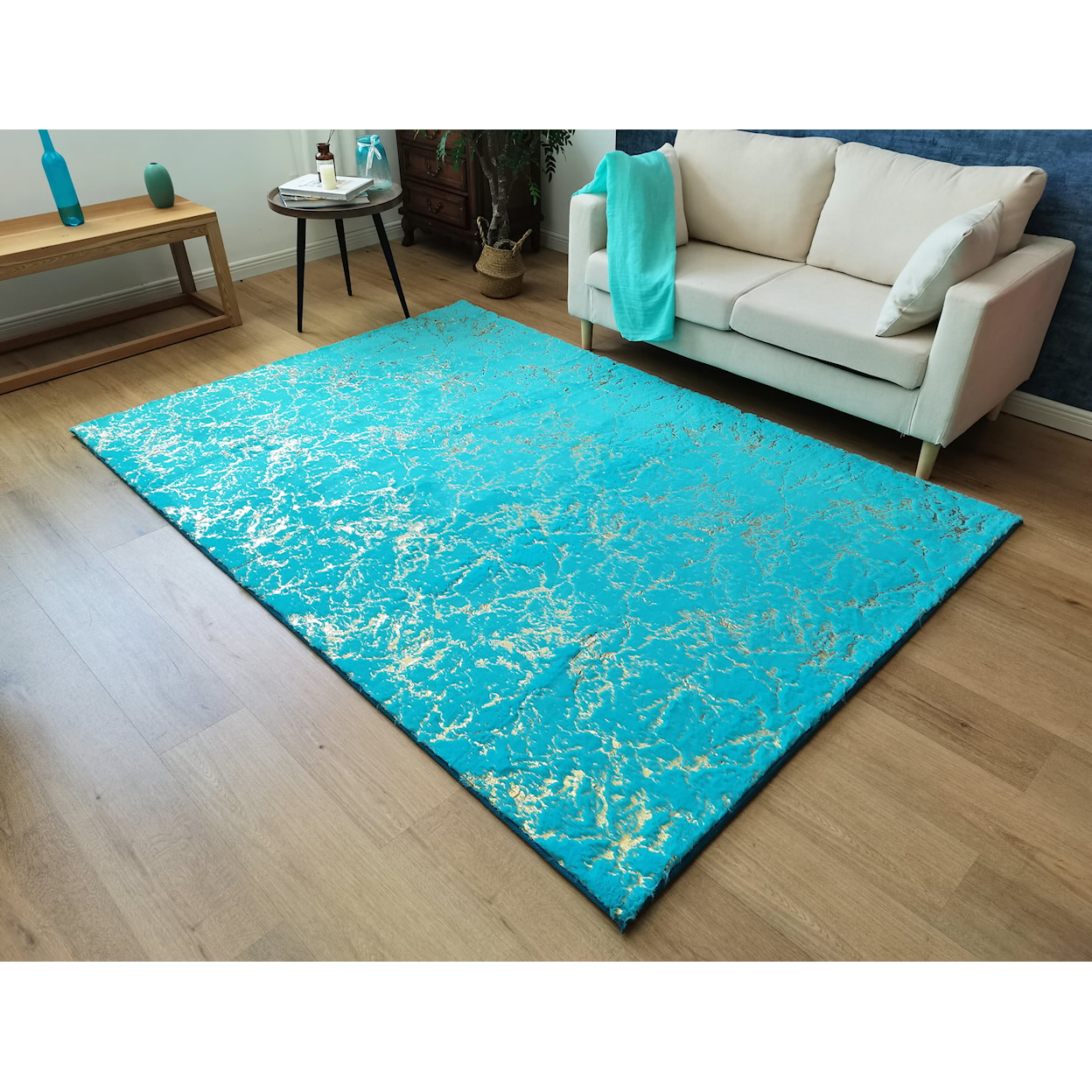 Zinatex Timmy Shaggy S Edition TURQUOISE GOLD 7X10 AREA RUG |