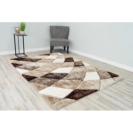 4D SHAG 5X8 BROWN WAVE RUG |