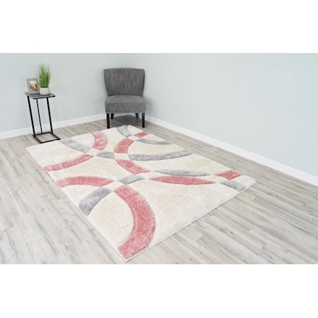 4D SHAG 5X8 PINK CIRCLE RUG |