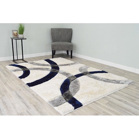 4D SHAG 5X8 NAVY CIRCLE RUG |