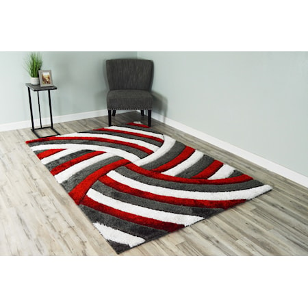 5X8 SHAGGY RED AREA RUG |