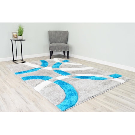 4D SHAG 5X8 TURQUOISE CIRCLE RUG |