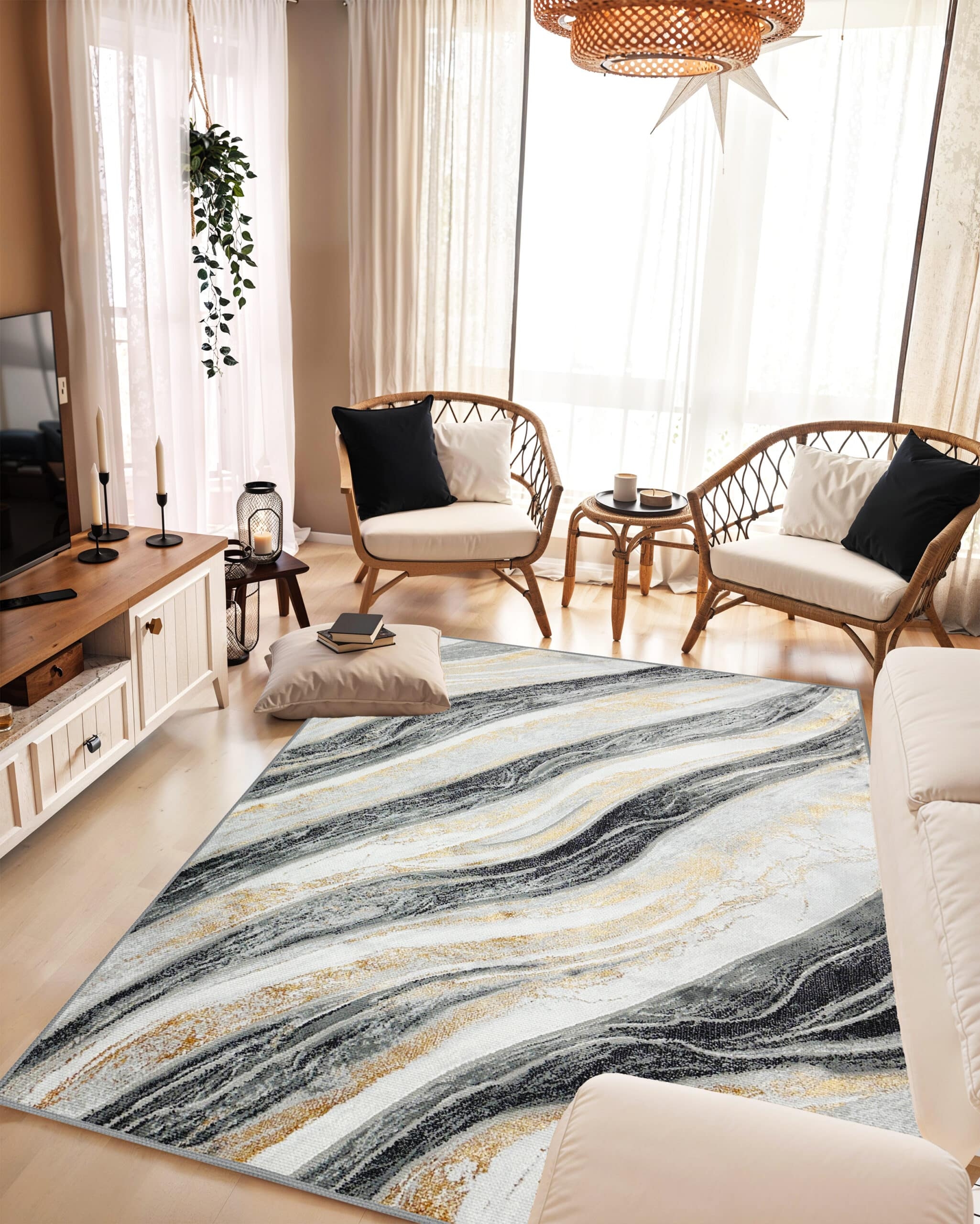 MARBLE 2X8 GREY AREA RUG.. |