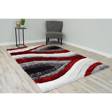 4D SHAG 5X8 RED OCEAN RUG |