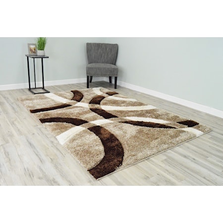 4D SHAG 5X8 BROWN CIRCLE RUG |