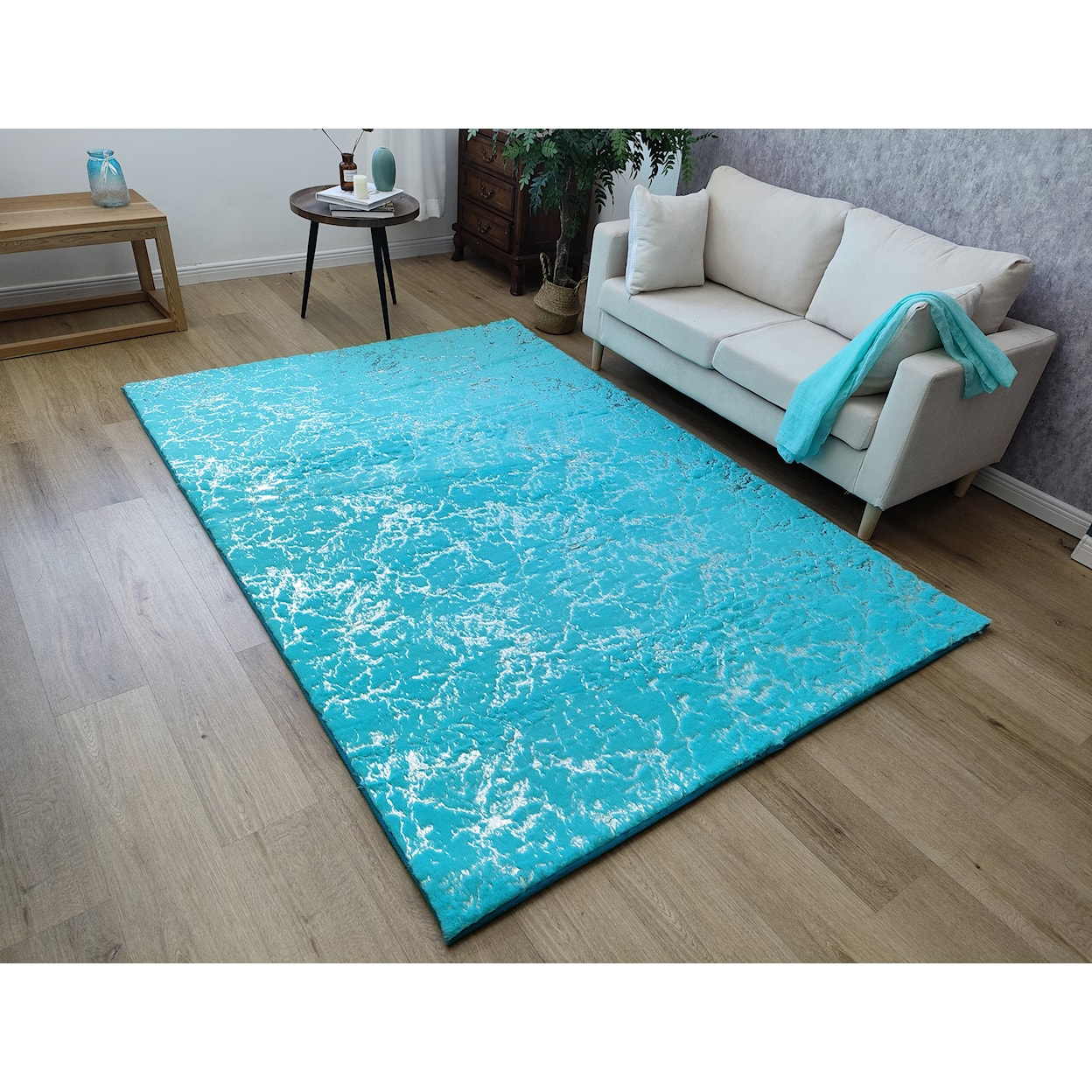 Zinatex Timmy Shaggy S Edition TURQUOISE GOLD 5X8 AREA RUG |