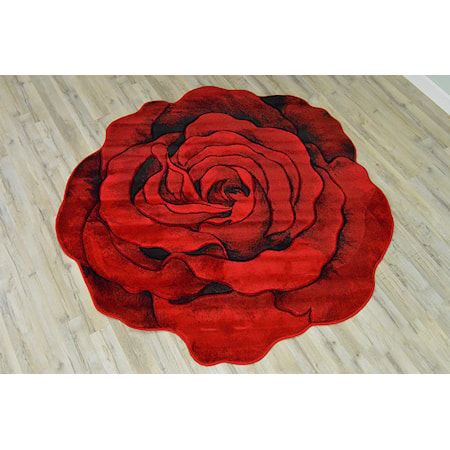 7' FLOWERS RED AREA RUG |