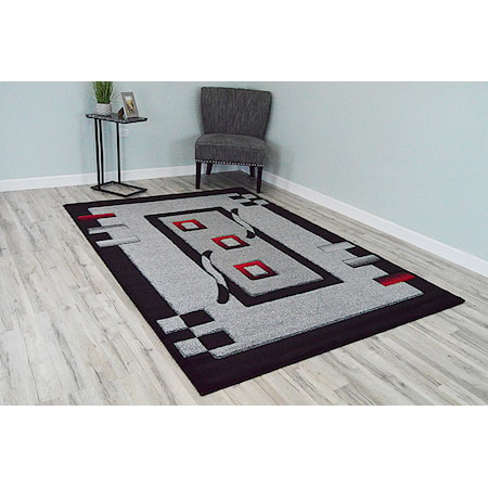 8X11 PREMIUM GREY/RED AREA RUG |