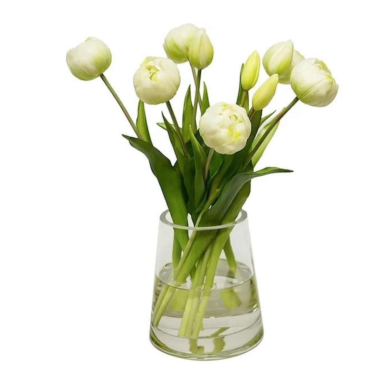 The Ivy Guild Florals White Tulips in 6" Pyramid Glass 