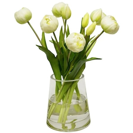 White Tulips in 6" Pyramid Glass 