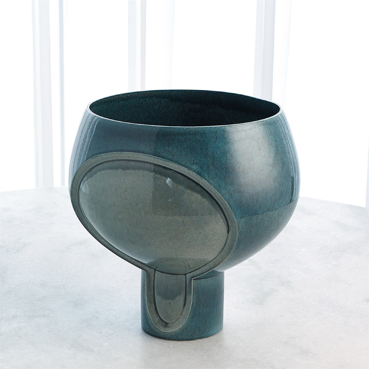 Global Views Accents Two Tone Pod Vase-Azure-Squat