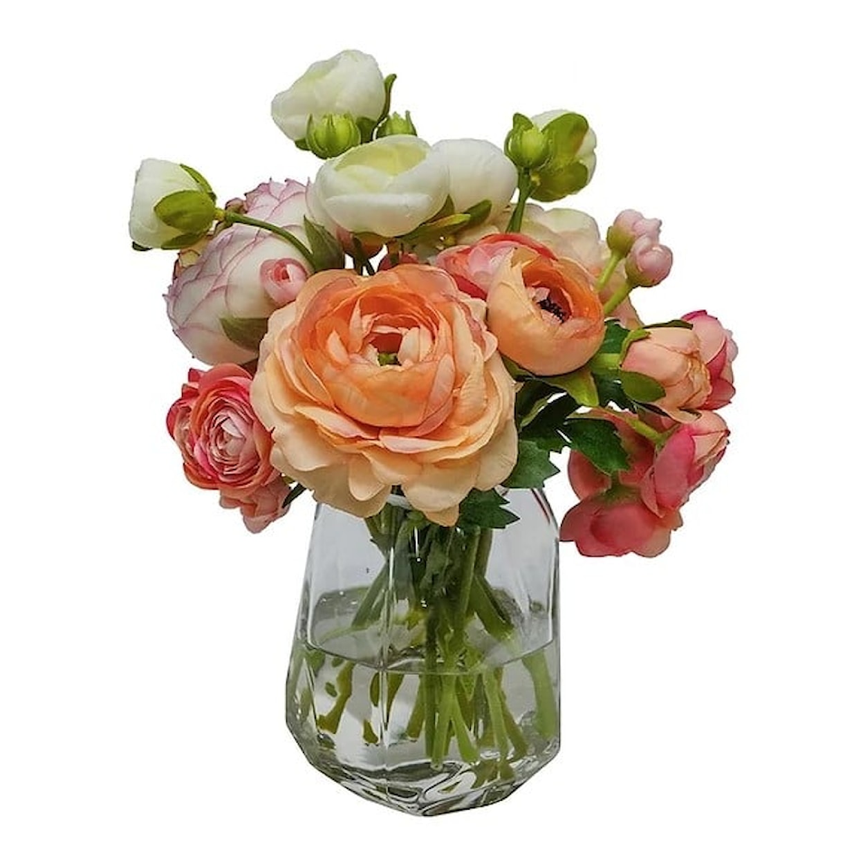 The Ivy Guild Florals SM Denali Vase W/ Peach Ranuculus 