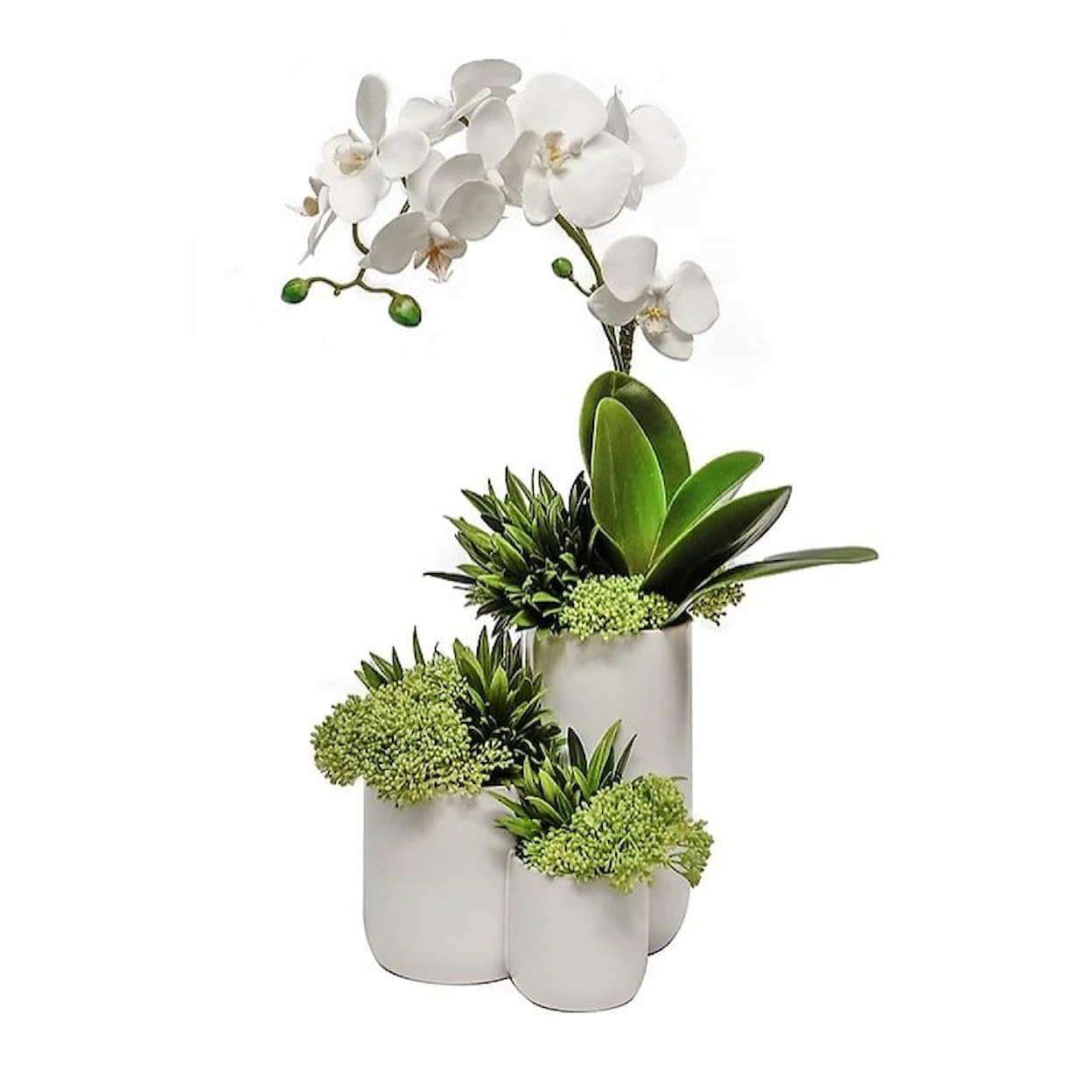 The Ivy Guild Orchids Orchid/Grass in 3-Tiered Vase