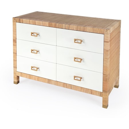 Corfu 6 Drawer Raffia Dresser