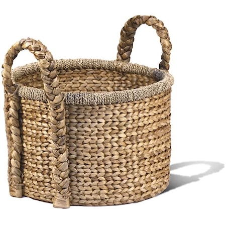 WOVEN WATER HYACINTH BASKET, ROUND