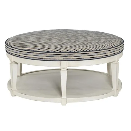CARRIE TABLE OTTOMAN IN TIVOLI CHARCOAL WITH CONTRAST WELT INC-BANKS CHARCOAL